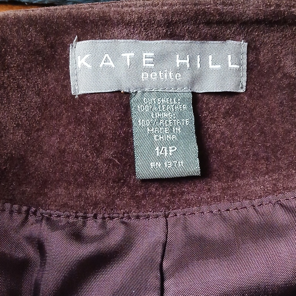 Kate Hill Suede Plum Petite Jacket With Decorative Binding Size 14P - Picture 7 of 7